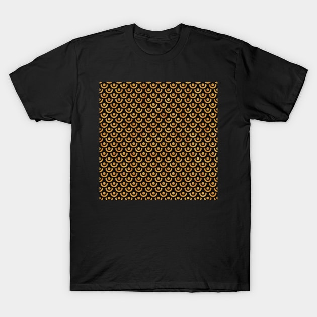 Mermaid pattern in golden tones and black T-Shirt by marina63